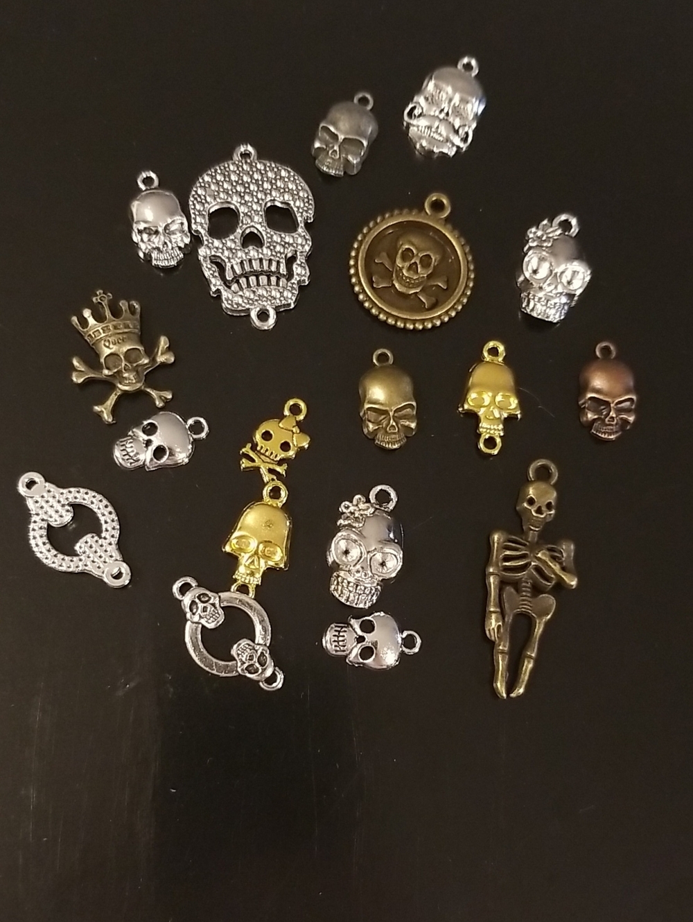 Mixed Metal Skull Charms